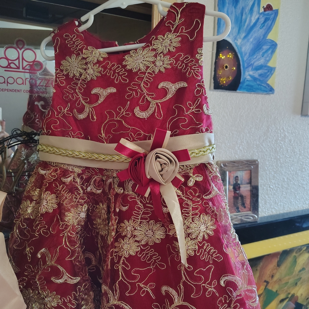 Red Dress Boutique Kids Formal Dress in Red and Gold